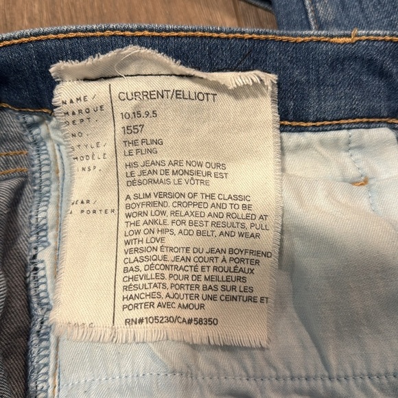 Current/Elliott 1557 The Fling Blue Straight version Classic boyfriend Jean - - Picture 3 of 8